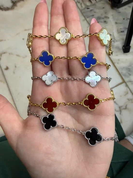 Gold Blue Clover Bracelet (Vancleef) - Picture 2 of 2